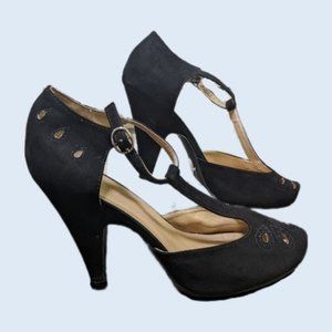 Modcloth The Zest Is History Black T-Strap Heels 11